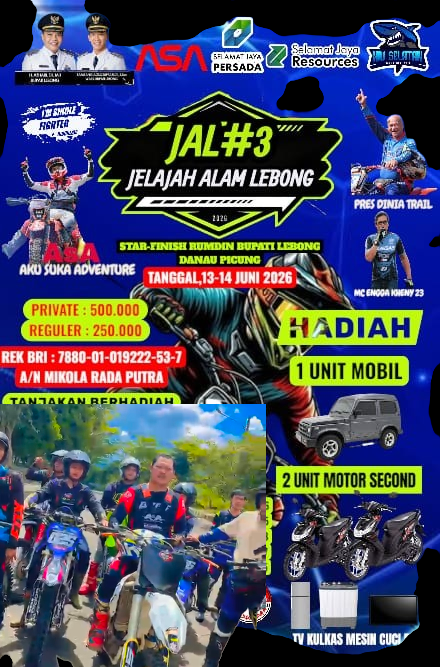 Ribuan offroader Akan Berkumpul Jelajah Alam Lebong Bengkulu
